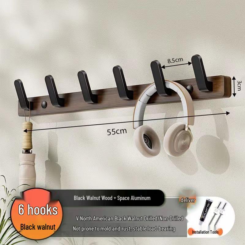 Wandhaken für Mäntel und Hüte aus Nussbaumholz für die Verwendung hinter der Tür