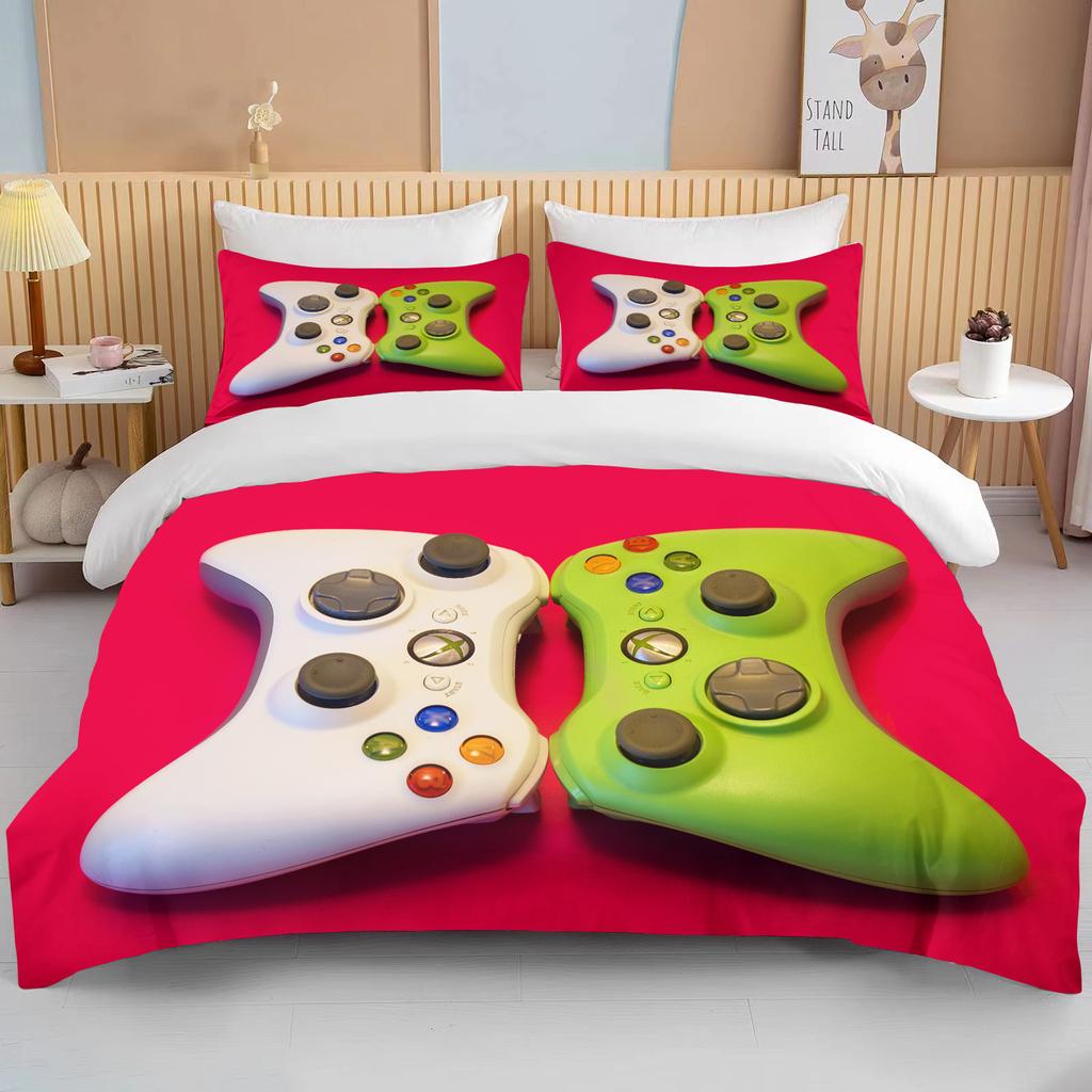 10 Sizes Beautiful Gamepad Patterned Bed Set Of Three  King Size Double Bed Bedding Set Microfiber Or Polyester Duvet Cover Set