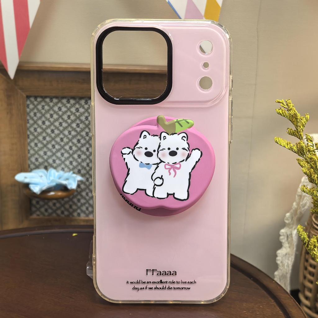 Cartoon Heart Girl Phone Holder – Magnetic, Retractable Airbag Stand with Finger Ring