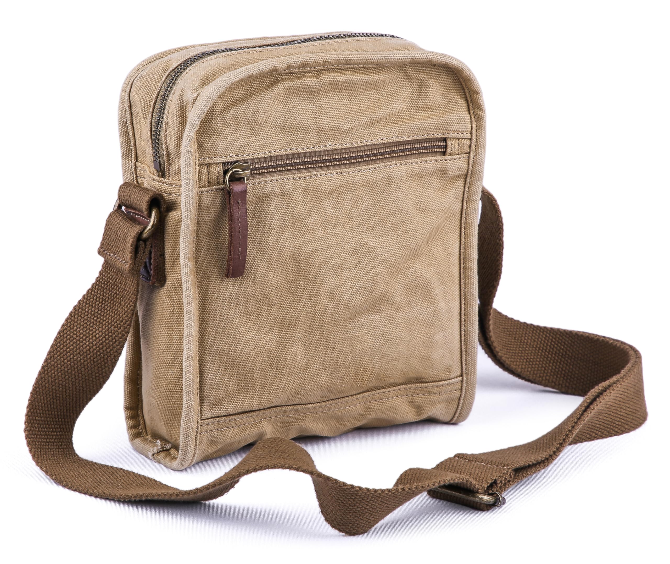 

[GOOTIUM] Canvas shoulder mini bag, crossbody, khaki