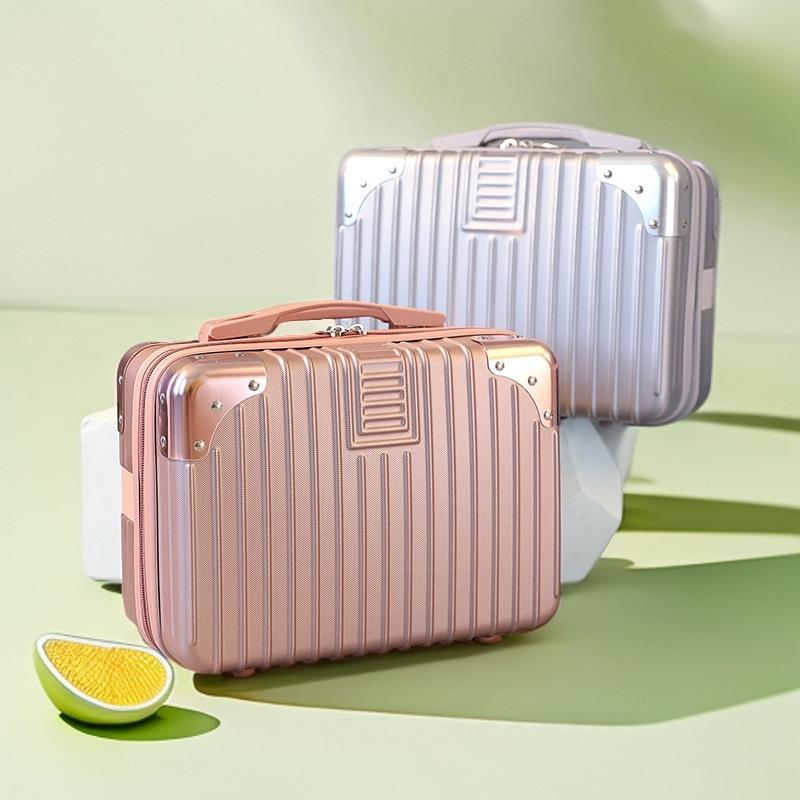 Small Suitcase, Mini Makeup Case 14-Inch Compact Case Souvenir Carry-On Storage Lockable Carry-On Cosmetic Bag