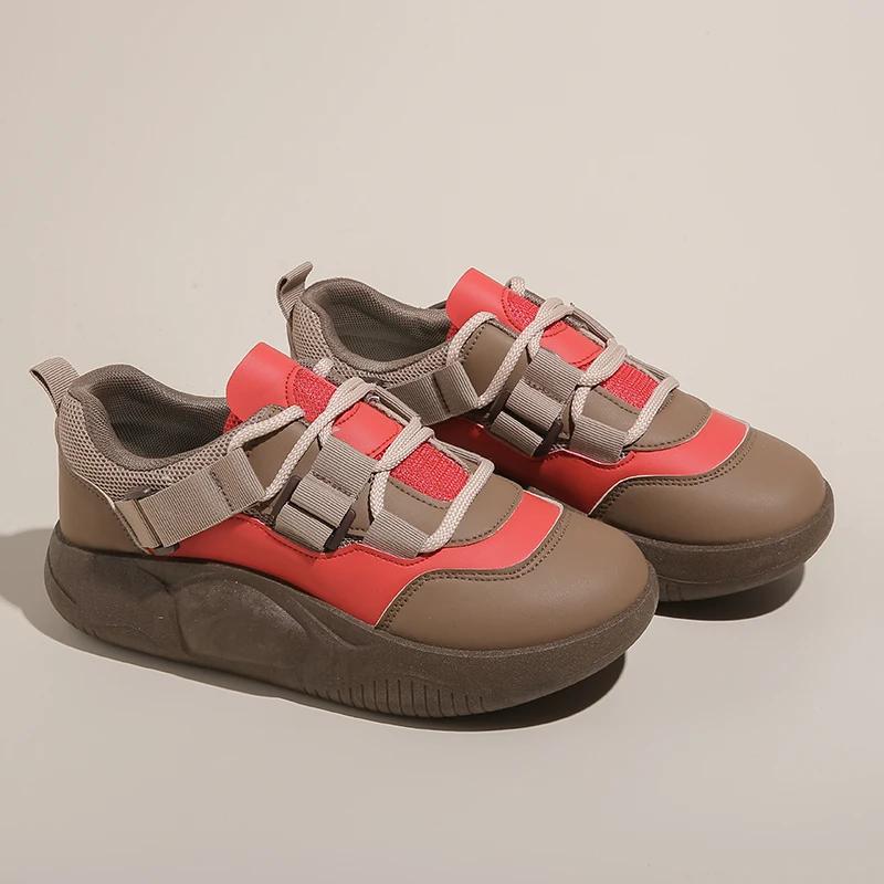 

2024 Высококачественные женские кроссовки Модные дизайнерские повседневные туфли на платформе Женская удобная вулканизированная обувь для отдыха на открытом воздухе Zapatillas Mujer 35 красный