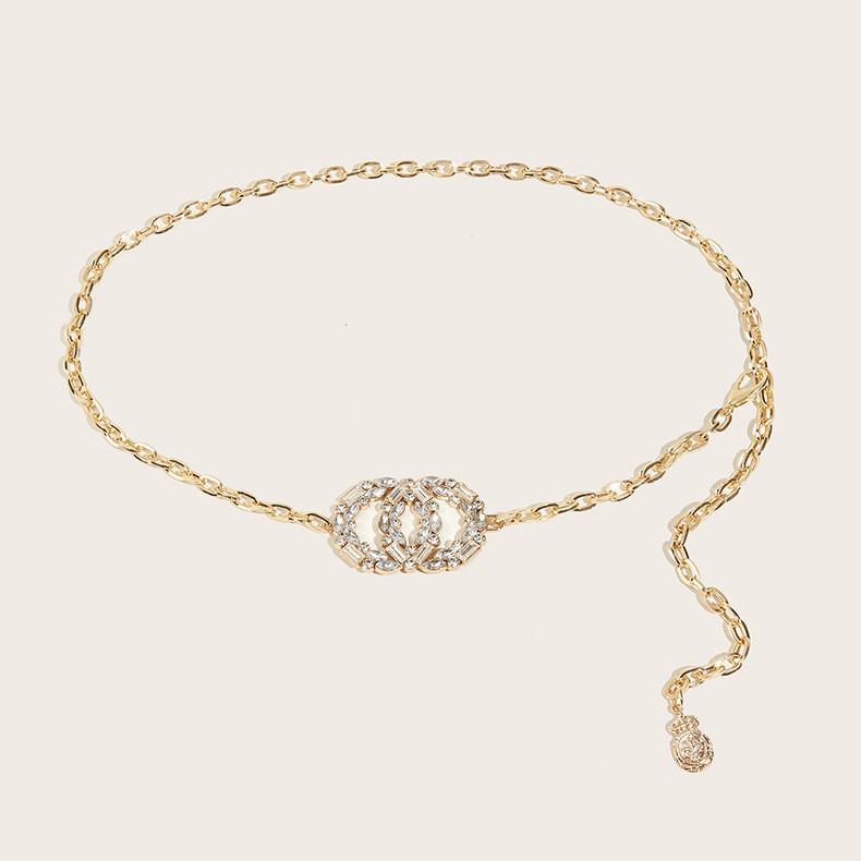 Rhinestone Glass Large Double Round Buckle Ochain Adjustable Buckle Hanging