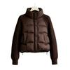 New knitted splicing sleeves short down cotton-padded jacket women's jacket winter stand-up collar loose thickened cotton-padded jacket women's clo