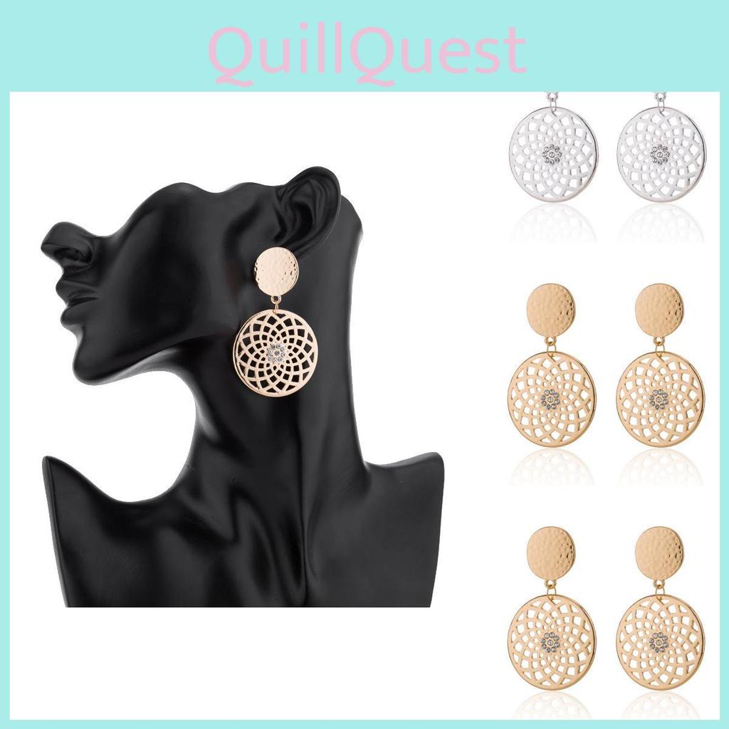 Fashionable Hollow Double Circle Earrings Beautiful Geometric Shape In Gold And Silver