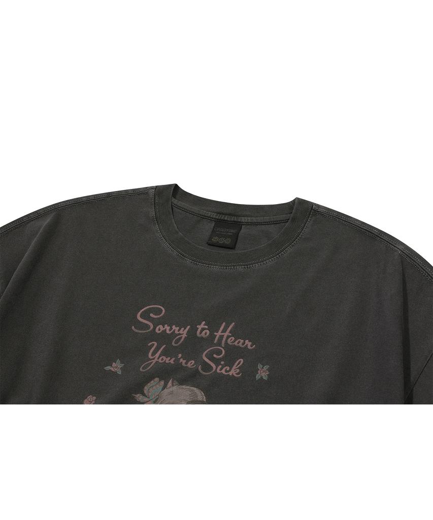 CPGN STUDIO Rose Kitty Pigment Short Sleeve Tee Smoke Black