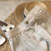 Koreanische Büroangestellte Sommer Damen Einfarbig Leinen Shorts Reißverschlusstaschen Lässig Locker Hohe Taille A-Linie Weites Bein Shorts