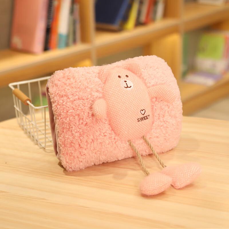 Rechargeable Hot Water Bottle with Pink Bear Cover