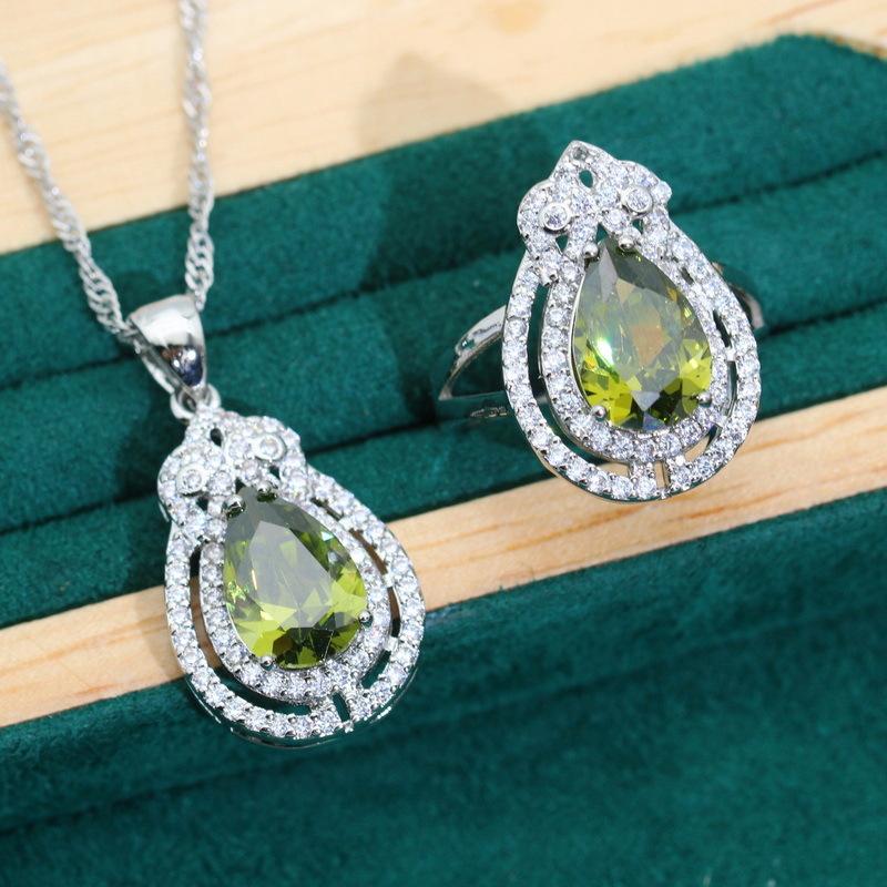 Jewelry Europe and The United States Hot Anti Allergy Zircon Bracelet Necklace Earrings Fashion Jewelry Set
