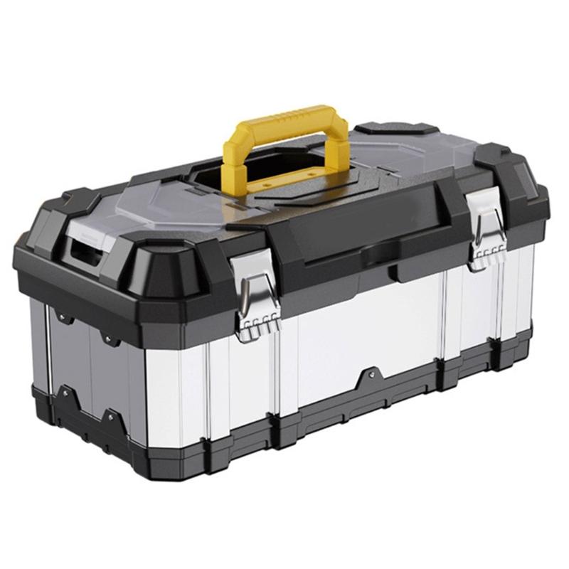 

Stainless Steel Tool Box Portable Toolbox Electrician Hardware Storage Box Large Capacity Industrial Suitcase Tool Bag 15 inches