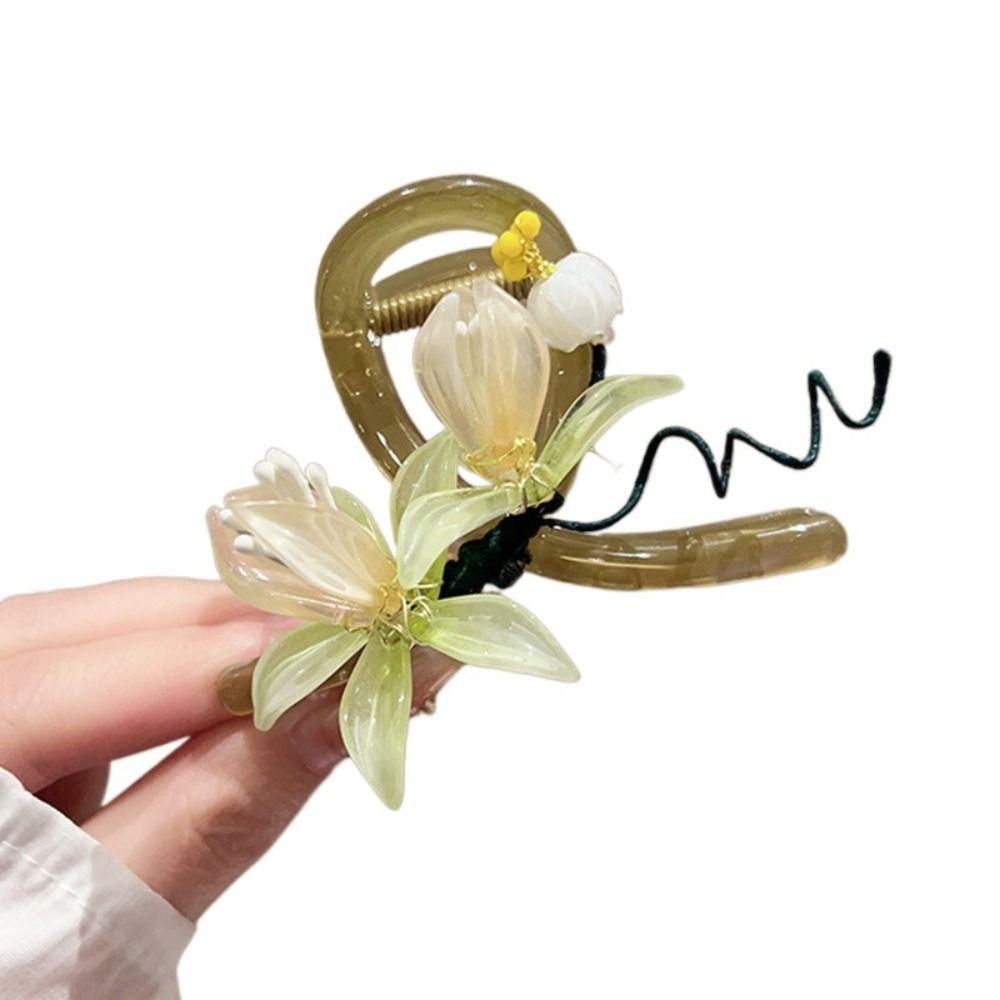 

Acrylic Hanfu Hair Crab Clip Ponytail Holder Ancient Hair Claw Chinese Style Hair Catches Girl зелёный