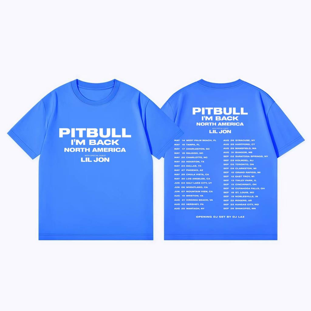 Rapper Pitbull Im Back Tour 2026 T-Shirt Herren Damen Hip Hop Mode Kurzarm T-Shirts Sommer Freizeit Locker Baumwoll T-Shirts