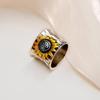 Retro Sunflower Pattern Couple Ring - Wide Style, Unisex, Popular and Creative Design