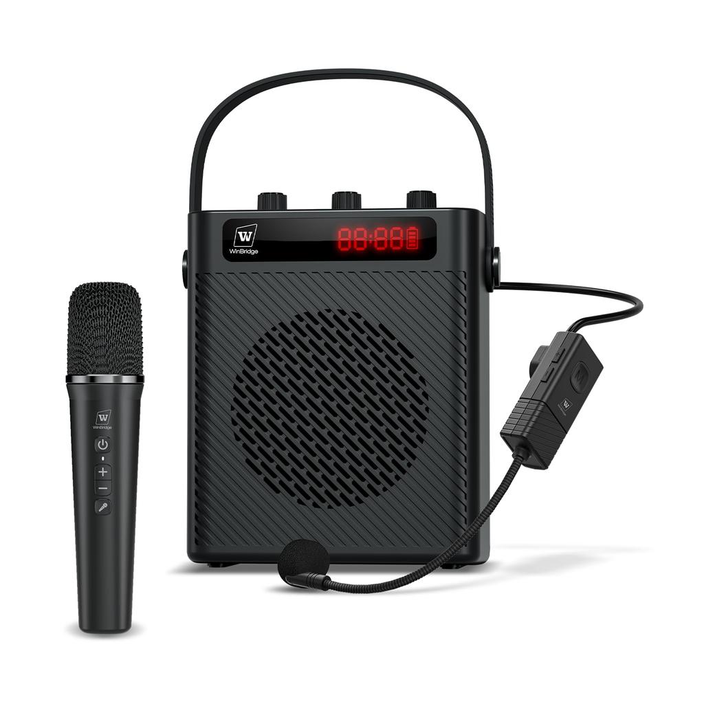 WinBridge S95 Portable Speaker System with 40W PA and Handheld Microphone for Two Simultaneous Music Card Ideal for Outdoor Street Small and Meetings