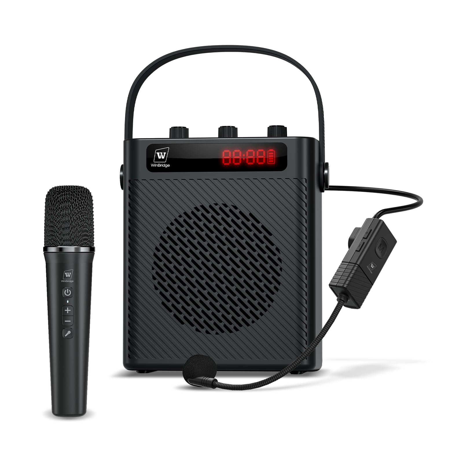 

WinBridge S95 Portable Speaker System with 40W PA and Handheld Microphone for Two Simultaneous Music Card Ideal for Outdoor Street Small and Meetings