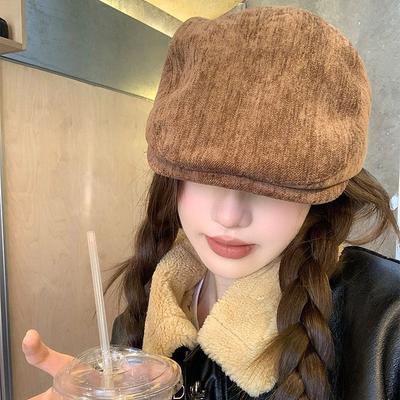 Hat Female Autumn and Winter Retro Versatile Cap Showing Face Small Painter Newsboy Hat
