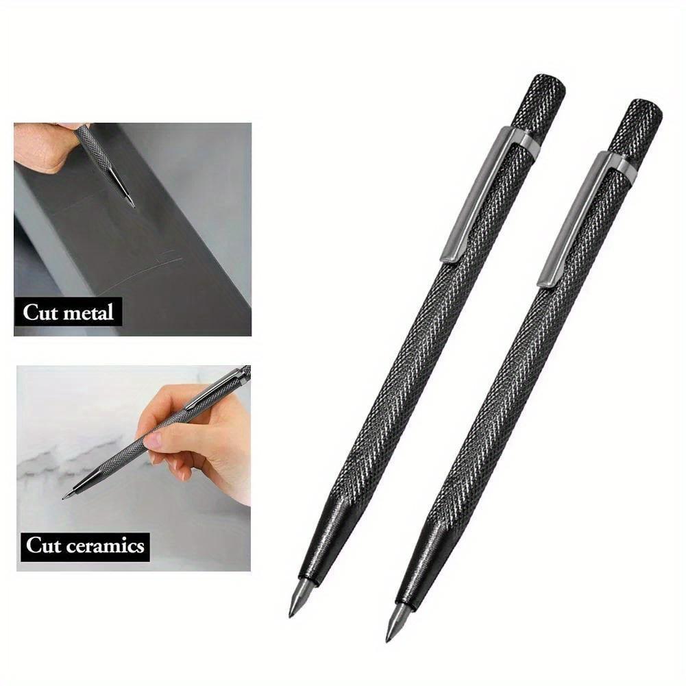 2pcs Tungsten Carbide Scriber Pen Metal Wood Cutting Marker Pencil Engraving Pen For Ceramic Wood Carving Glass Tile Cutting Tool