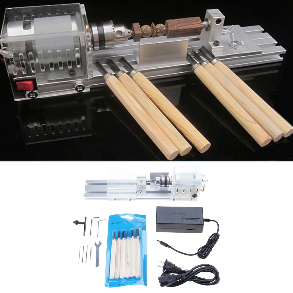 Mini Lathe Beads Machine Drill Rotary Tool DC12-24V or AC100-240V 50/60Hz Voltage Spring Loaded Cutting Tool US Plug