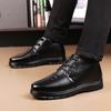 Men's medium men's leather shoes, piled and thickened casual leather shoes, cold-resistant, non-slip and warm men's cotton shoes