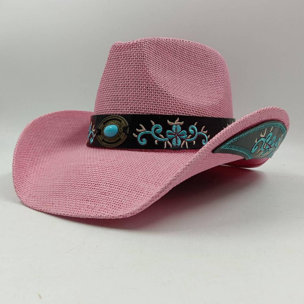 Light Color Cowgirl Hats For Women Straw Cowboy Hat Western Beach Straw Sun Hat With Shapeable Brim For Coastal Cowgirl Men Hats