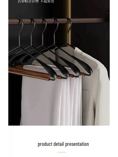 Nordic Style Iron & Beech Wood Luxury Clothes Hanger - High-Grade Solid Wood with Wide Shoulder and Anti-Corner Design.