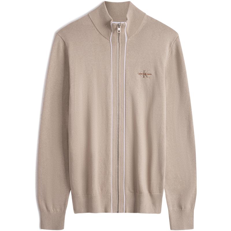 

Calvin Klein Мужской свитер с вышитыми буквами и цветными блоками, на молнии, с длинным рукавом, цвет хаки J324491PED S