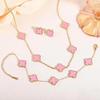 Titanium Steel Colorfast Four-leaf Clover Necklace and Bracelet Set Fashionable Elegant and Subtly Luxurious A Popular Online Clavicle Chain