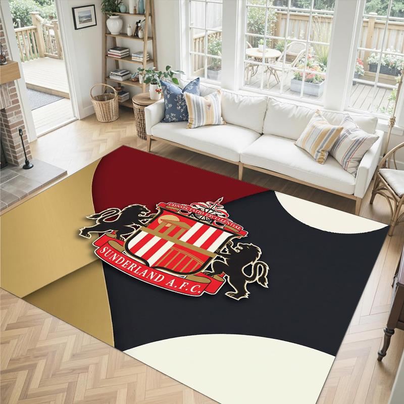 Sunderland Football Design Crystal Velvet Carpet Cozy Non?Slip Printed Rug For Bedroom Living Room Entrance