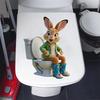 3D Realistic Cartoon Rabbit Toilet Lid Sticker for Kids Bathroom Home Decor