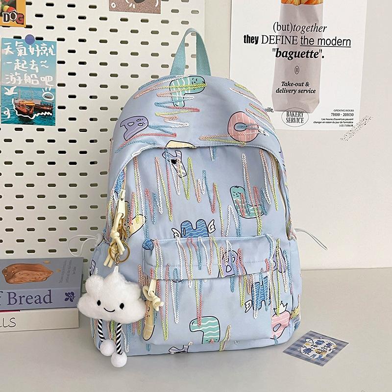 Schoolbag Girl's High Value Ins Wind High Capacity Junior High School Students Simple and Lovely Campus Backpack.
