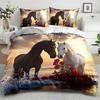 Animal 3D Printed Duvet Cover Set Domineering Galloping Horse Bedding Set Soft 2/3pcs Polyester Quilt Cover Set with Pillowcases