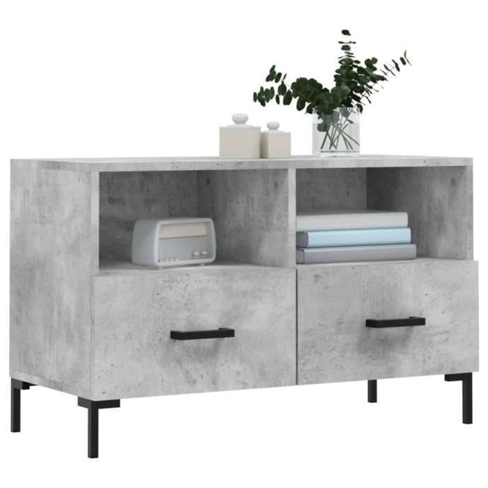 VidaXL Meuble TV Gris béton 80x36x50 cm Bois d'ingénierie 828976