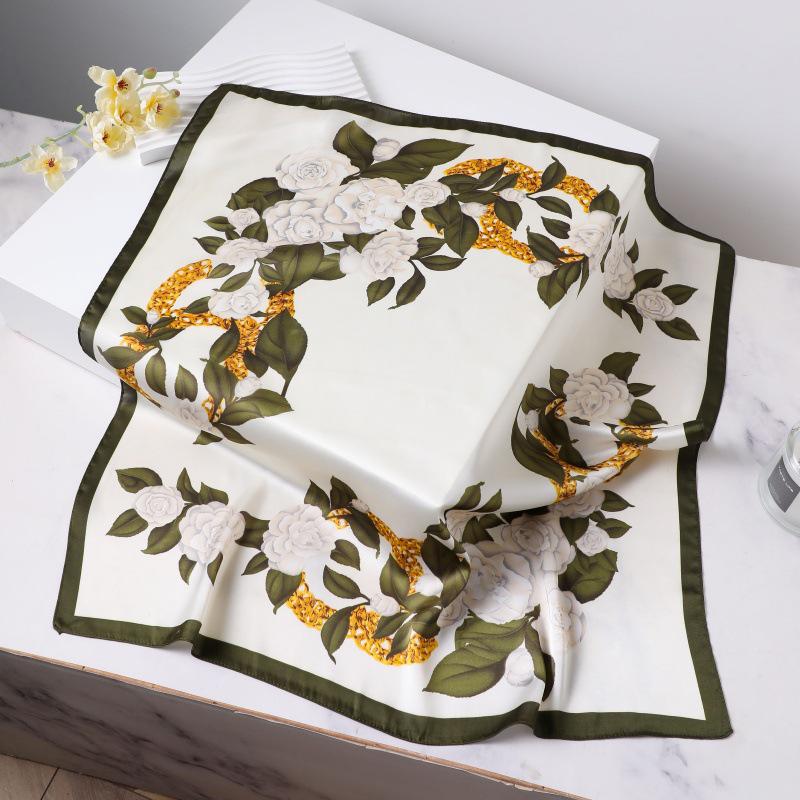 Silk Women's Square Scarf - Chinese Style Headscarf for Spring, Summer, Autumn - Neck Protection & Warmer - Elegant Thin Mom Style