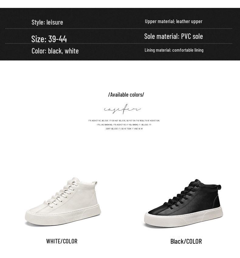 Men's Spring High-Top Casual White Slip-On Skate Shoes - Trendy, Versatile, and Wear-Resistant.