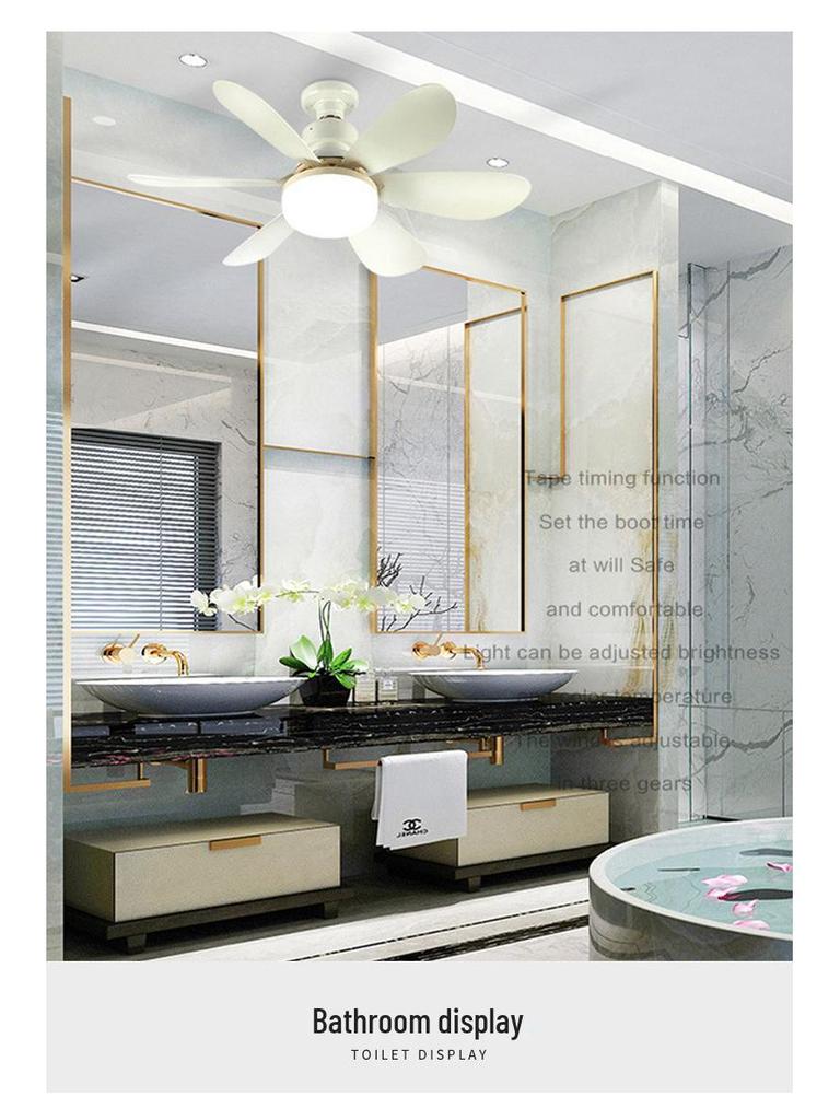 Flower-Shaped Silent LED Ceiling Fan with E27 Screw-in, Large Air Volume, Detachable Six-Blade Design