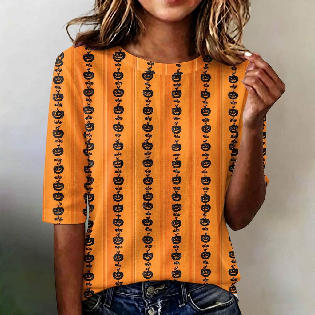 Women's Short Sleeve Round Neck Loose Fit Lightweight Casual Blouse Top