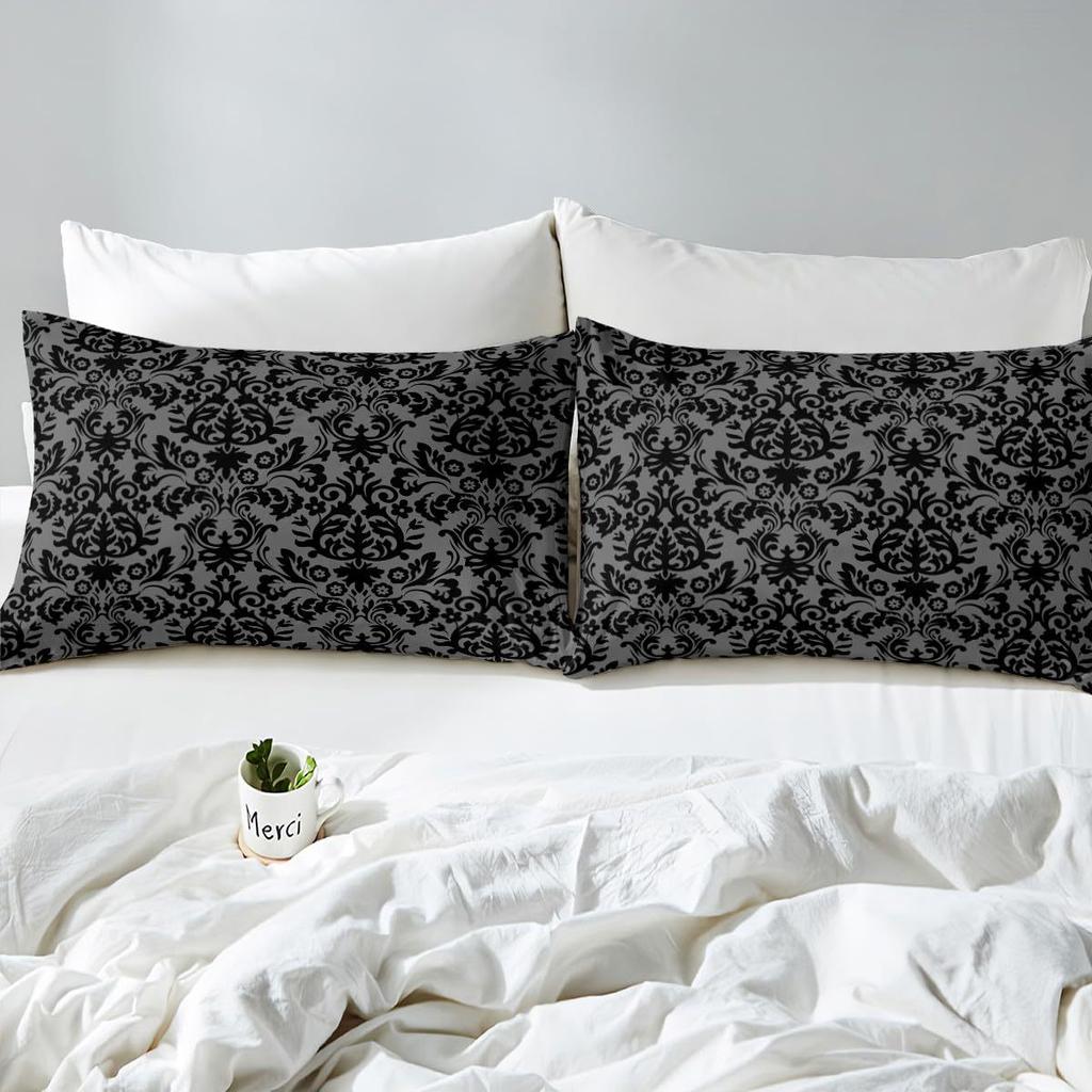 Vintage Flower Three-Piece Digital Printing Bedding Set Baroque Style Bed Cover