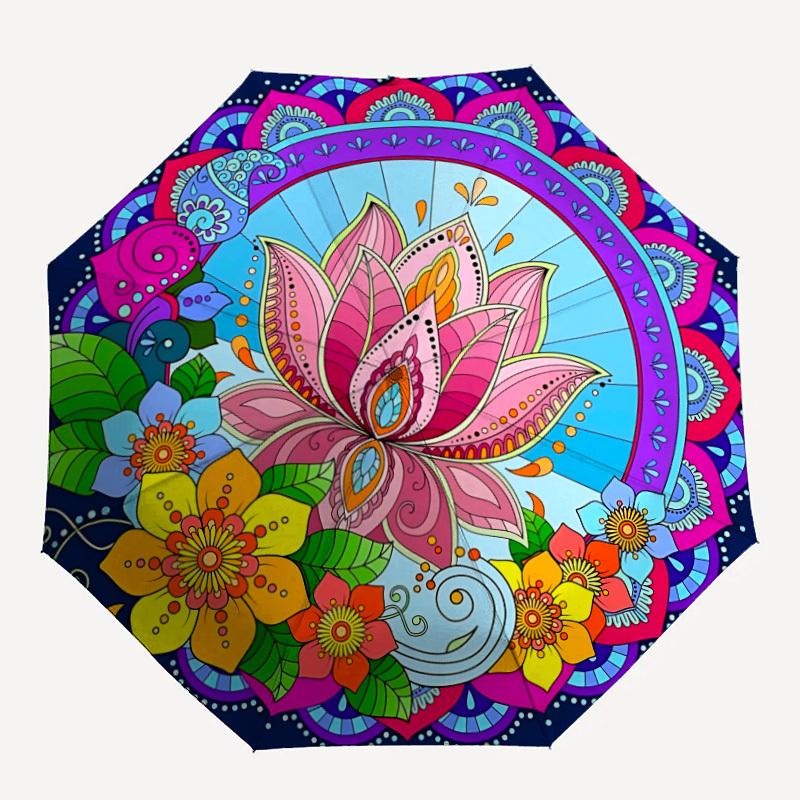 

1PC Lotus Mandala Automatic Open/close, All-Season Portable Folding Umbrella for Women & Men yy250919131