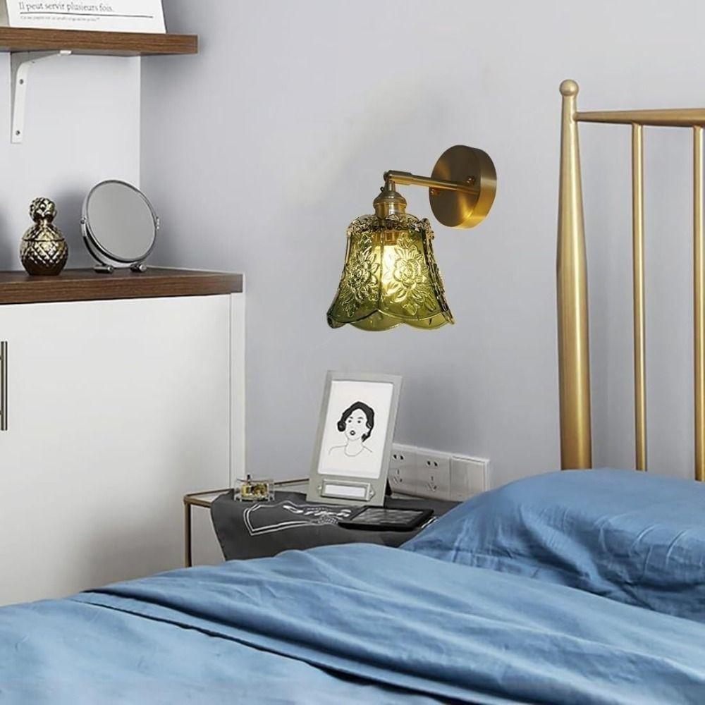 Green Glass Nordic Wall Lamp Wrought Iron Bedside Wall Lamp LED Wall Light  Dressing Table
