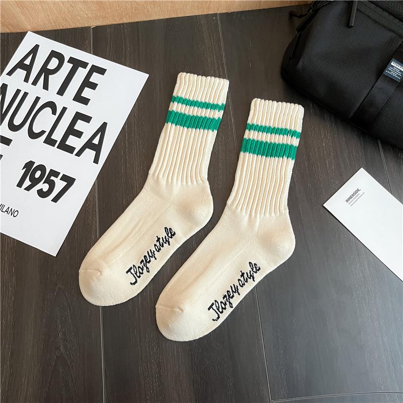 

Модные унисекс полосатые хлопковые носки до середины икры, теплые, влагоотводящие, против натирания, спортивные носки, мужские носки для баскетбола, носки для бега For 37-44 Yards