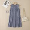ZANZEA Women Plaid Print Casual Round Neck Sleeveless Dress