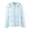 Wintermode Damen Helles Hellblau Reißverschluss Brot Parka Mantel Damen Stehkragen Abnehmbare Kapuze Langarm Oberbekleidung