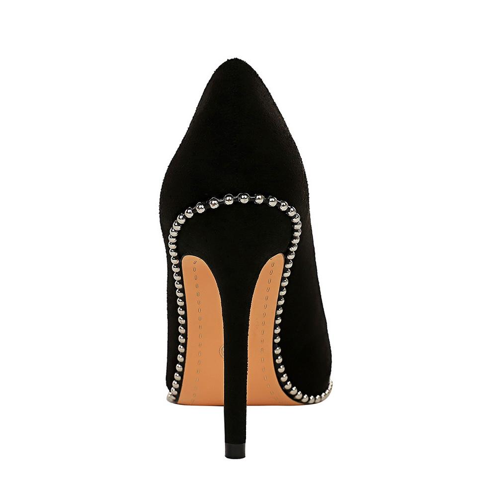 Mode Neue Mode Damen 10,5 cm Hohe Absätze Pumps Wildleder Sexy Nieten Nachtclub Absätze Party Valentinstag Laufsteg Khaki Schwarz Abschlussballschuhe