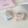 Mini Cute Sweet Lace Floral Coin Purse  Pink Blue Plaid Headphone Protective Case Girls Portable Small Storage Bag