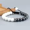 Trendy White Men Beads Bracelet Handmade Natural Tiger Eye Lava Stone Onyx Strand Adjustable Bracelets Women Yoga Energy Jewelry