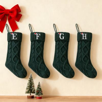 Yousheng Christmas Stockings with Initials 18" Large Embroidered Monogram Knit Christmas Stocking Holiday Family Stocking for Fireplace Decoration