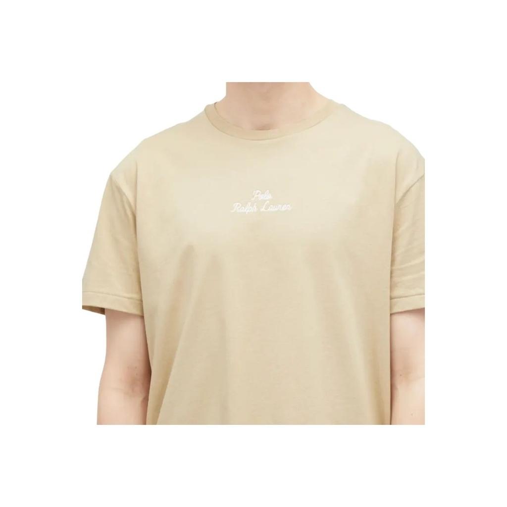 Polo Ralph Lauren Solid Color Letter Embroidered Crew Neck Short Sleeve T-Shirt Men Tops Light-Brown 710936585-017