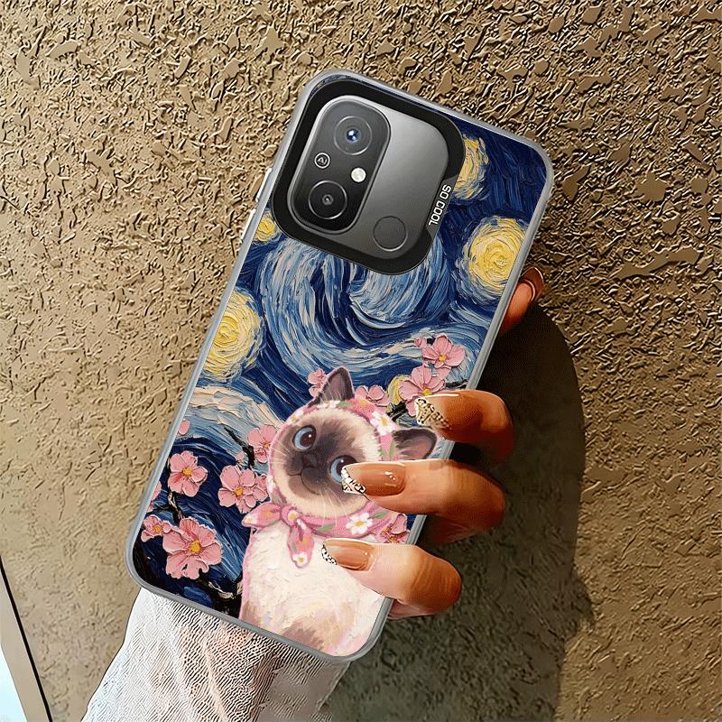 Cute Floral Headscarf Kitten Shockproof Phone Case for Xiaomi Poco X7 X6 X5 X3 Pro F7 Ultra M8 Redmi 15C 15 14C 13C 12C 10C 13 1