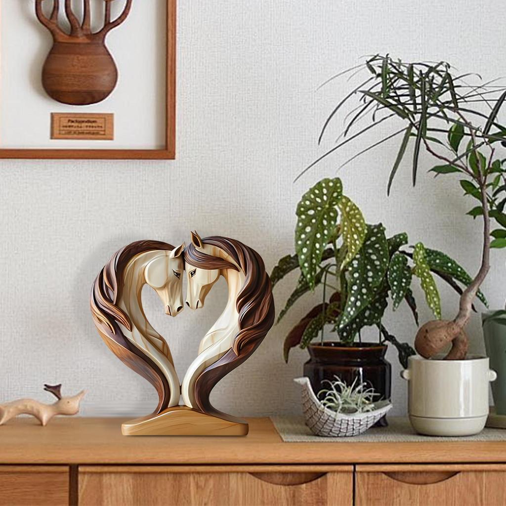 Creative Horse Figurine 2D Wooden Horse dependent statue Snuggle Pose Animal Sculpture Desktop Decoration Ornament home Decor