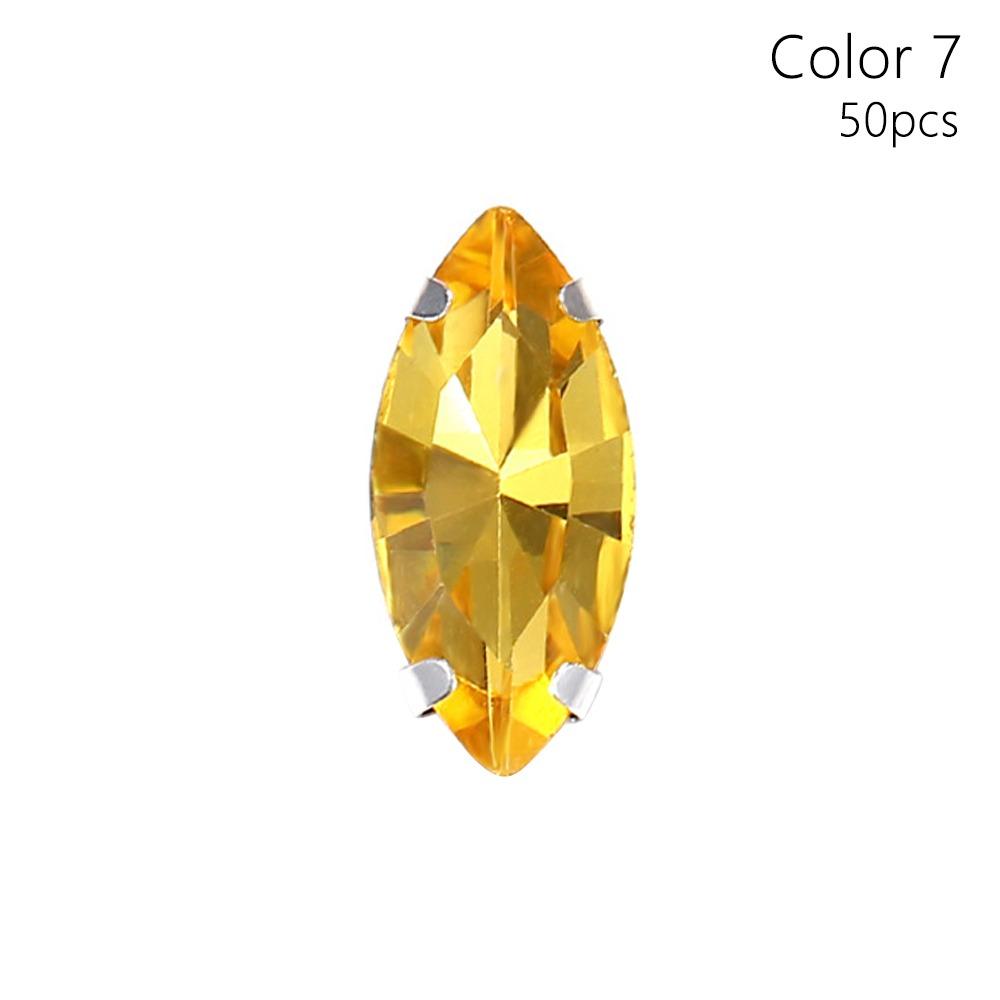 50Pcs/Pack Sew On Glass Crystal Stones With Silver Claw Diamond Beads Ornament  For Needlework